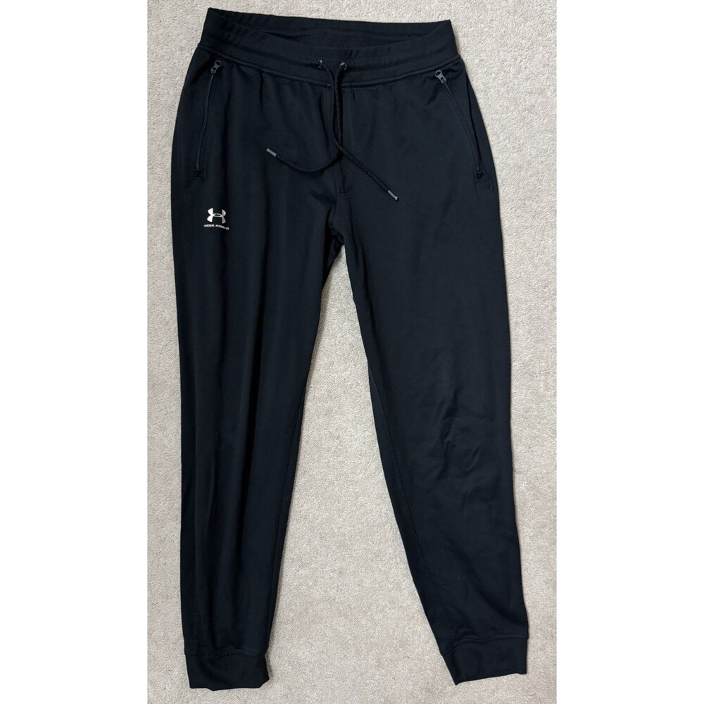 UA ColdGear Boys Black Jogger YLG Zip Pocket Pants Elastic Waist